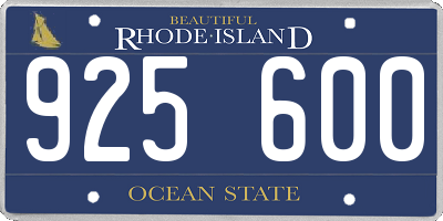 RI license plate 925600