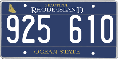 RI license plate 925610