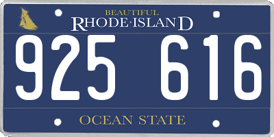 RI license plate 925616