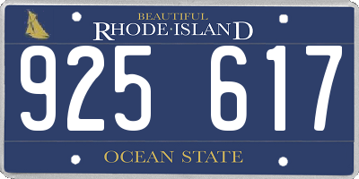 RI license plate 925617