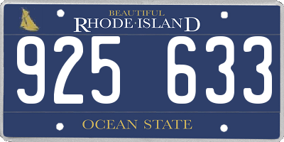 RI license plate 925633