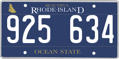 RI license plate 925634