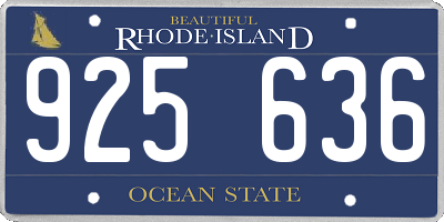 RI license plate 925636