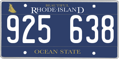 RI license plate 925638