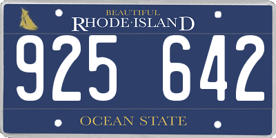 RI license plate 925642