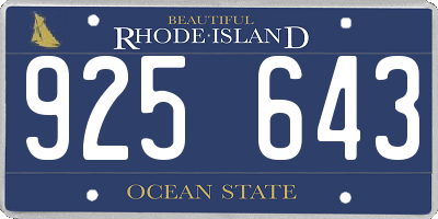 RI license plate 925643