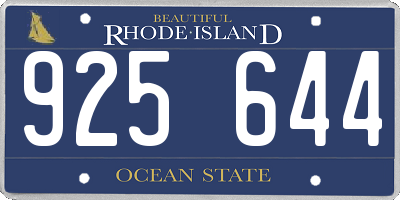 RI license plate 925644