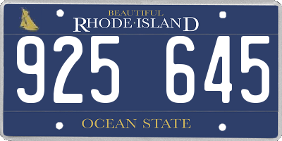 RI license plate 925645