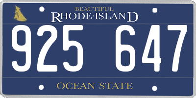 RI license plate 925647