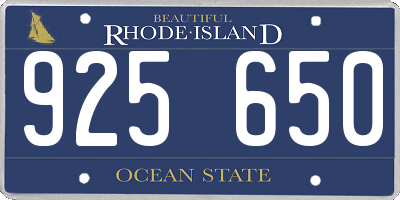 RI license plate 925650