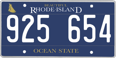 RI license plate 925654