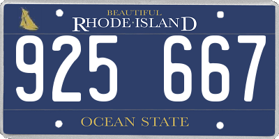 RI license plate 925667