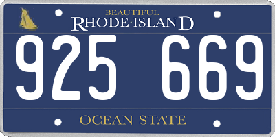 RI license plate 925669