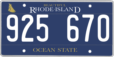 RI license plate 925670