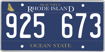 RI license plate 925673