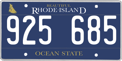 RI license plate 925685