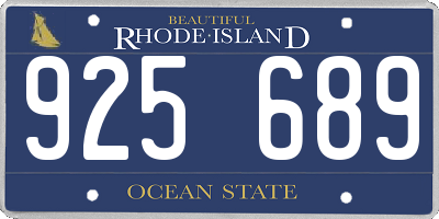 RI license plate 925689