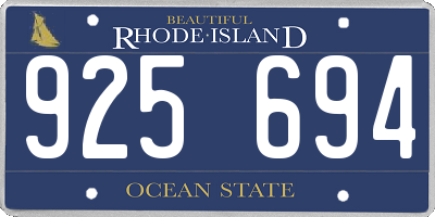RI license plate 925694