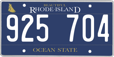 RI license plate 925704