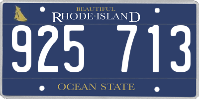 RI license plate 925713