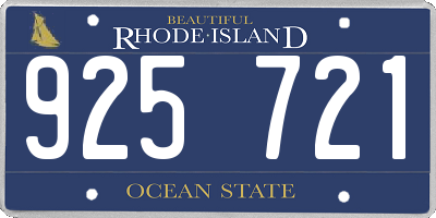 RI license plate 925721