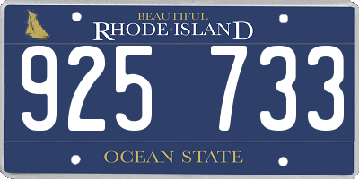 RI license plate 925733