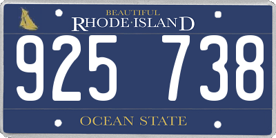 RI license plate 925738