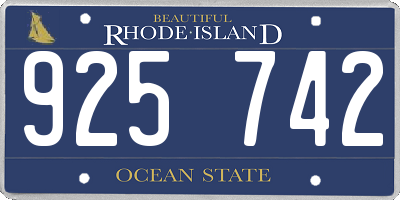 RI license plate 925742