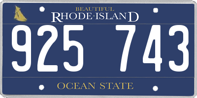 RI license plate 925743