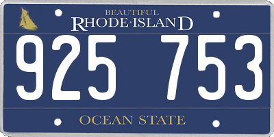 RI license plate 925753