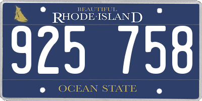 RI license plate 925758