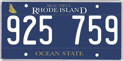 RI license plate 925759
