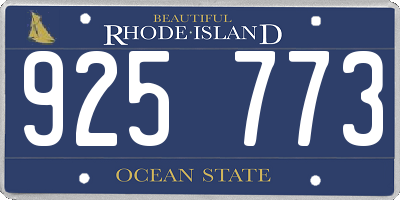 RI license plate 925773