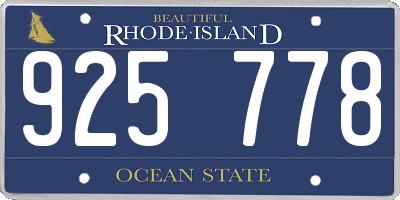 RI license plate 925778