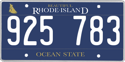 RI license plate 925783