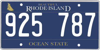 RI license plate 925787