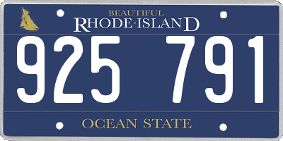 RI license plate 925791