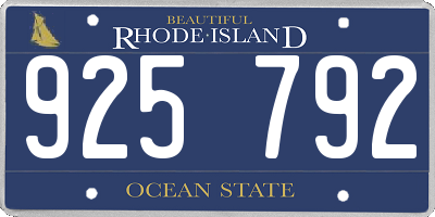 RI license plate 925792