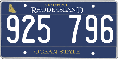 RI license plate 925796