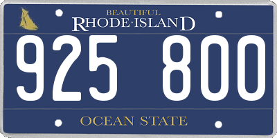 RI license plate 925800