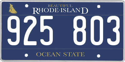 RI license plate 925803