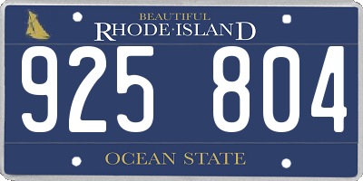 RI license plate 925804