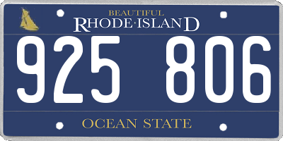 RI license plate 925806