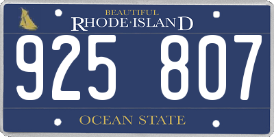 RI license plate 925807