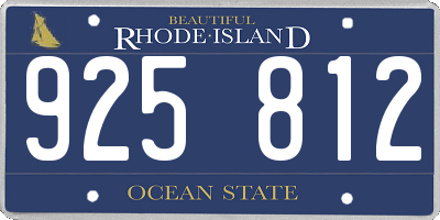 RI license plate 925812