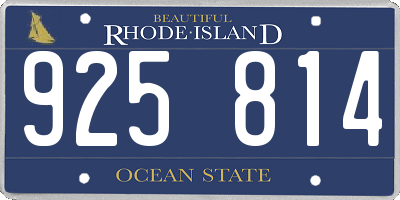 RI license plate 925814