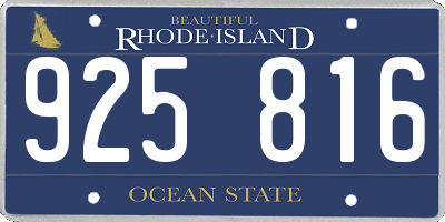 RI license plate 925816