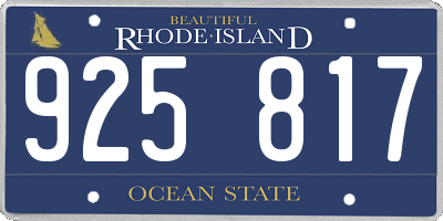 RI license plate 925817