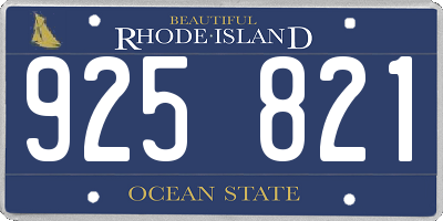 RI license plate 925821