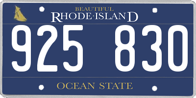 RI license plate 925830